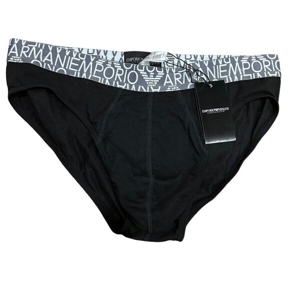 Giorgio Armani Vintage Men Black Briefs with Logo Waistband - Picture 1 of 4